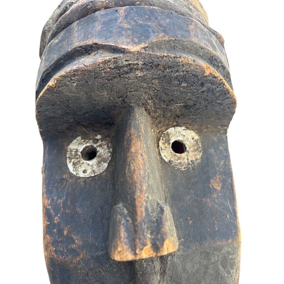 rare Dan African Tribal Wooden Mask Metalwork Fur & Shell Accents Metal teeth - Picture 13 of 16